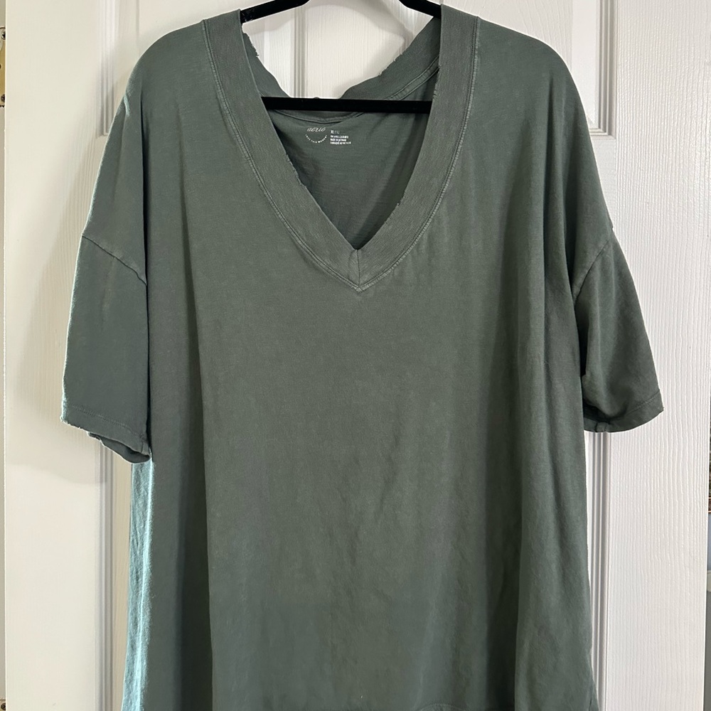Aerie Olive Green V-Neck Oversized T-Shirt XL